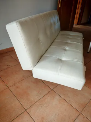 Sofá Cama Piel Sintética Blanco