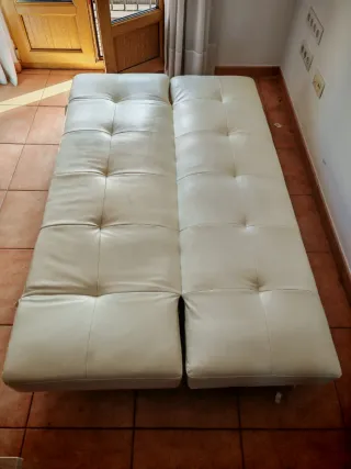 Sofá Cama Piel Sintética Blanco