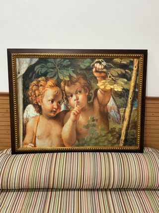 Cuadro de Ángeles en Tela y Madera