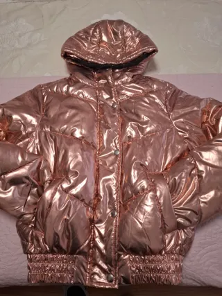 Chaqueta acolchada rosa metalizada