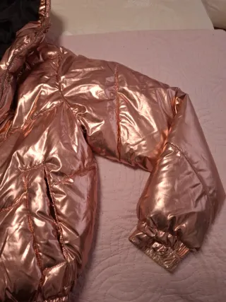 Chaqueta acolchada rosa metalizada