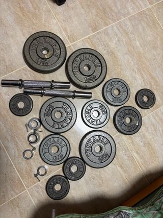 Kit de barras, mancuernas y discos