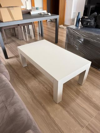 Mesita de comedor blanca rechapado madera lacada