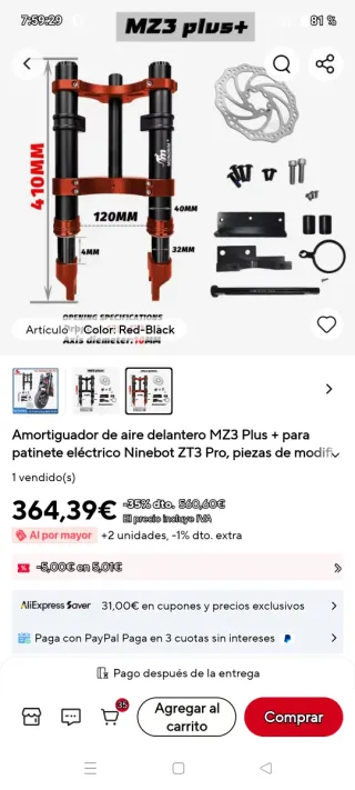 Patinete Eléctrico Segway muy preparado