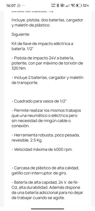 Pistola de impacto 24V