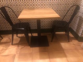 Lote 3 mesas bajas restaurante madera y metal