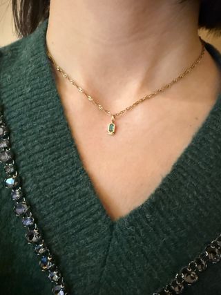 Collar Acero Inoxidable con Colgante Esmeralda