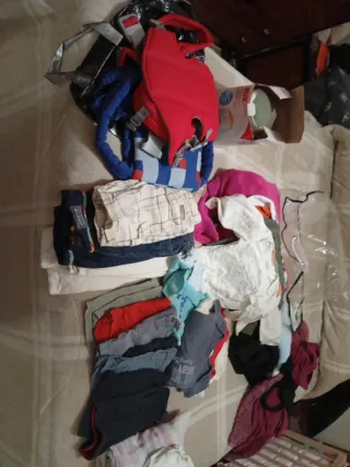 Lote ropa calienta biberones y mochilas