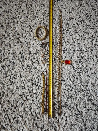 Conjunto de joias vintage com rubi e pérolas