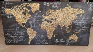 Quadro Mappamondo Decorativo 70x140 cm ecopelle