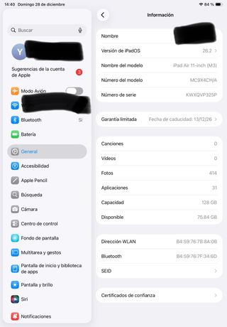 iPad Air 11 M3 128GB Azul con caja y garantía