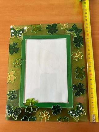 Cornice Portafoto Verde Farfalle Vetro