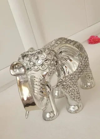 Elefante Plateado Grande con Espejos