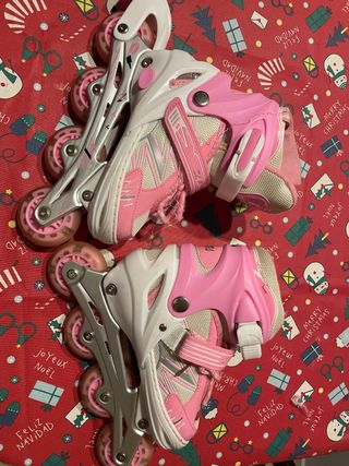 Patines en línea para niña rosas y blancos
