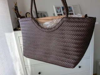 Bolso Trenzado Marrón Chocolate (Símil Piel)