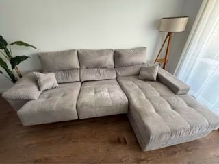 Sofá chaise longue 3 plazas gris