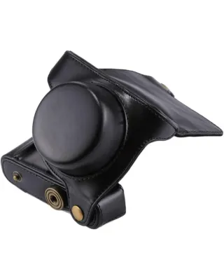 Custodia per fotocamera Panasonic Lumix DMC GF3 in pelle nera