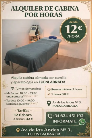 ALQUILER DE CABINA POR HORAS – FUENLABRADA 12€ H