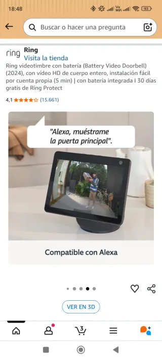 Videotimbre Ring con batería (2024)Color Bronce