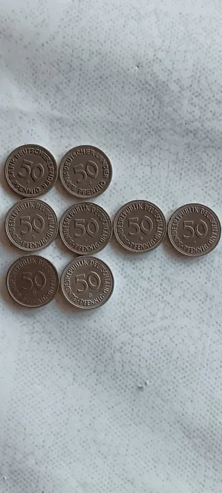 54 monedas y 1 billete Marco Alemán de 1914 a 1981