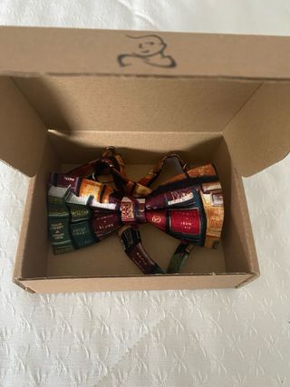 Pajarita con estampado de libros
