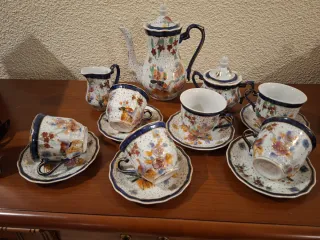 Juego de té porcelana azul y blanco