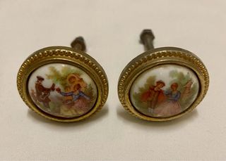 Tiradores Antiguos Porcelana Pareja