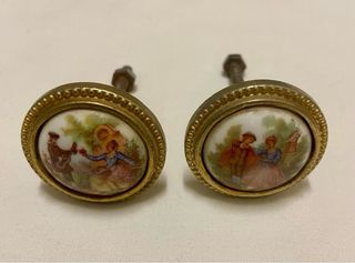 Tiradores Antiguos Porcelana Pareja