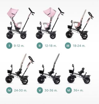 Triciclo KindeKraft Rosa/Negro Modificable