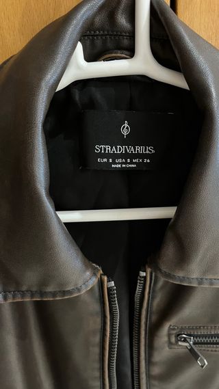 Chaqueta polipiel Stradivarius Marrón Talla M
