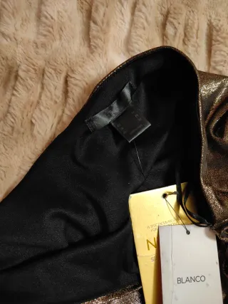 Vestido asimétrico dorado Blanco Talla M