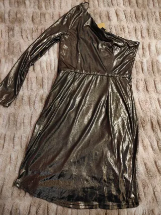 Vestido asimétrico dorado Blanco Talla M