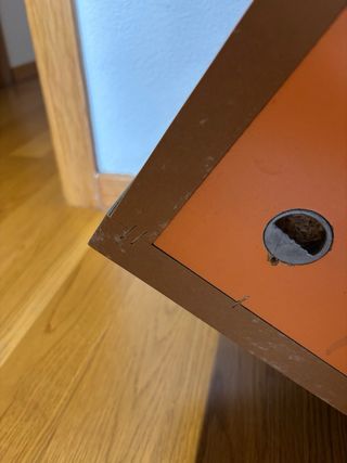 Mueble recibidor con espejo gris y naranja