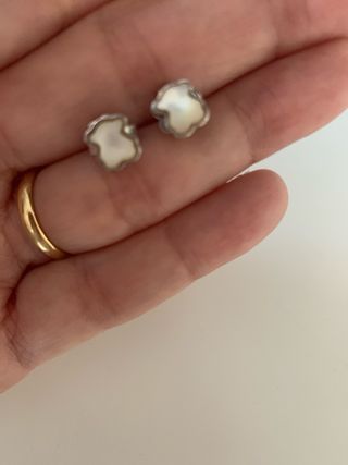 Pendientes Oso Tous Plata Nacar Blanco