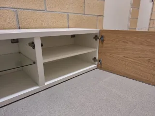 Mueble TV salón madera y cristal