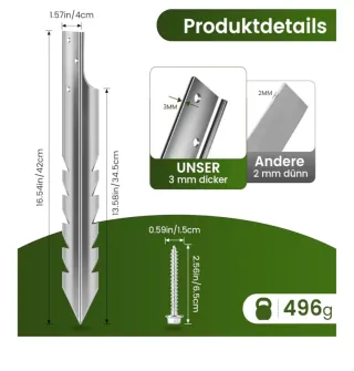 4 Anclajes Suelo Galvanizado para Columpios