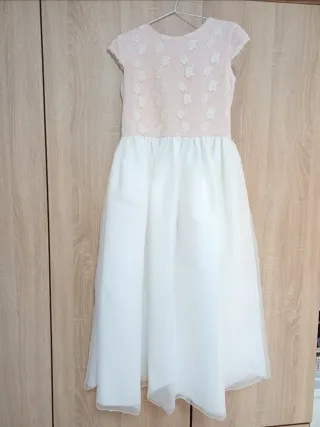 Vestido de comunión blanco y rosa,con chaqueta