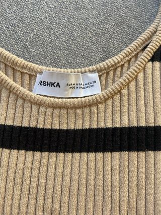 Jersey crop rayas camel y negro