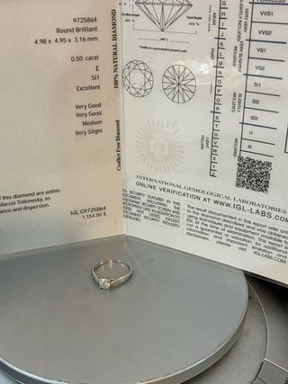 Anillo Oro 18k Diamante Natural 0.50 Ct