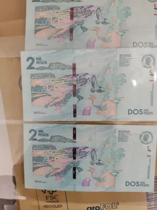 3serie cosecutiva Billetes Nuevos 2 Mil Pesos Colo