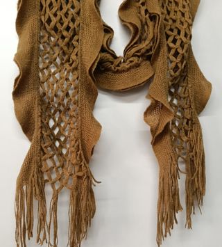 Bufanda Crochet Vintage Flecos Camel