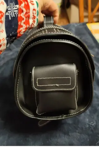 Maleta Trasera Moto Negra Cuero Sintético