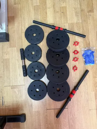 Mancuernas ajustables 10kg con discos y guantes