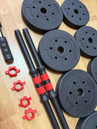 Mancuernas ajustables 10kg con discos y guantes