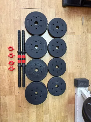 Mancuernas ajustables 10kg con discos y guantes