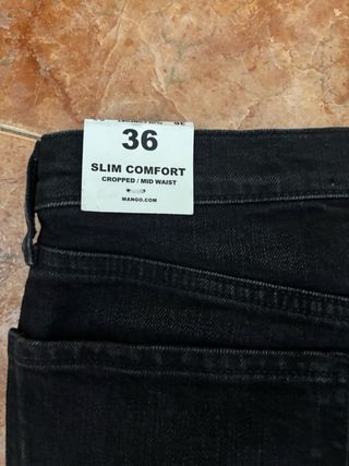 Pantalones vaqueros slim negros mujer talla 36