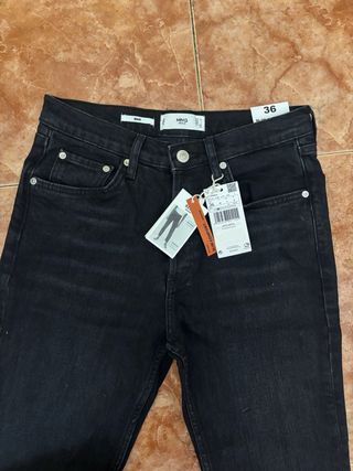 Pantalones vaqueros slim negros mujer talla 36