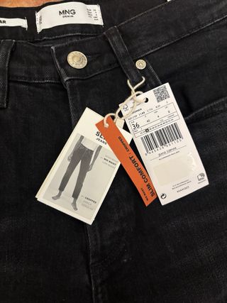 Pantalones vaqueros slim negros mujer talla 36