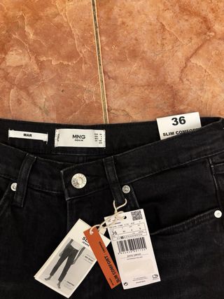 Pantalones vaqueros slim negros mujer talla 36