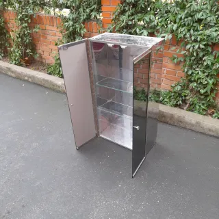 Mueble Espejo Baño Negro y Plata